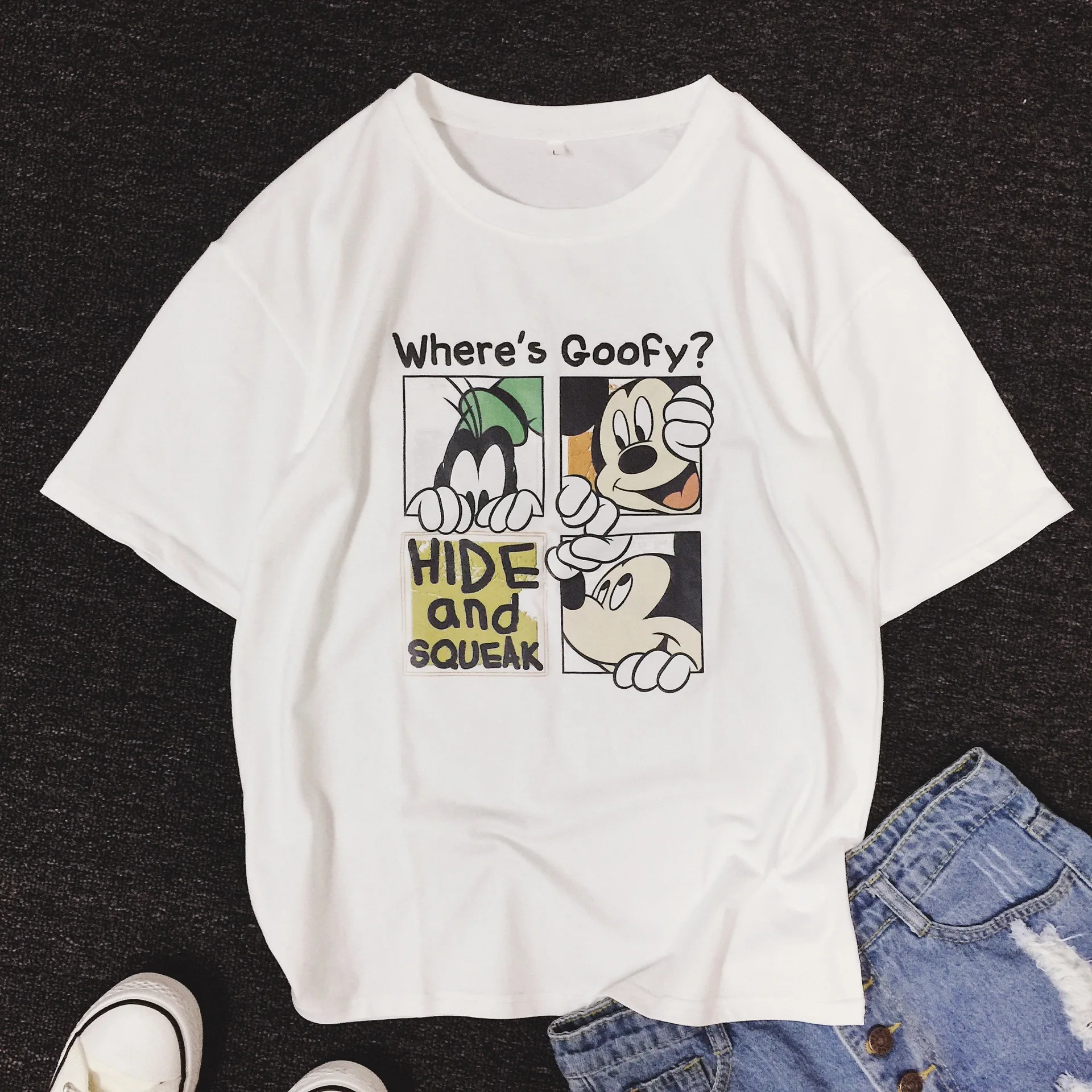 2019 New Minnie Korean T-Shirt Women Mickey Print Loose Female Tshirt Cute Tee Clothes Tops Streetwear Harajuku | Женская одежда