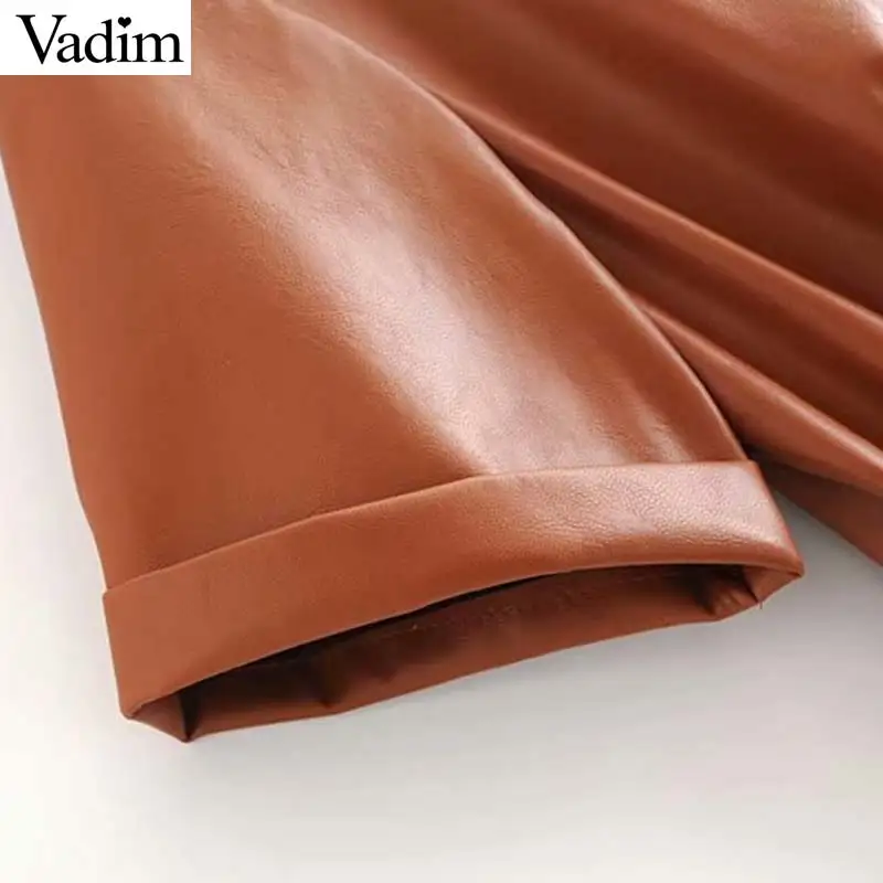 Vadim женское стильное платье миди из искусственной кожи короткий рукав пояс