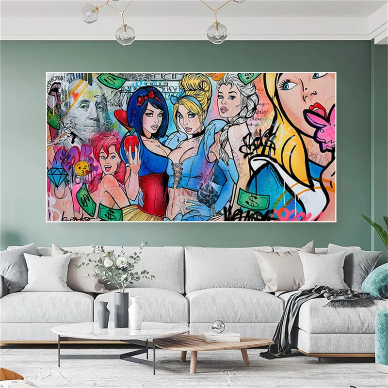 Студийный настенный постер с изображением девушек Диснея граффити искусство