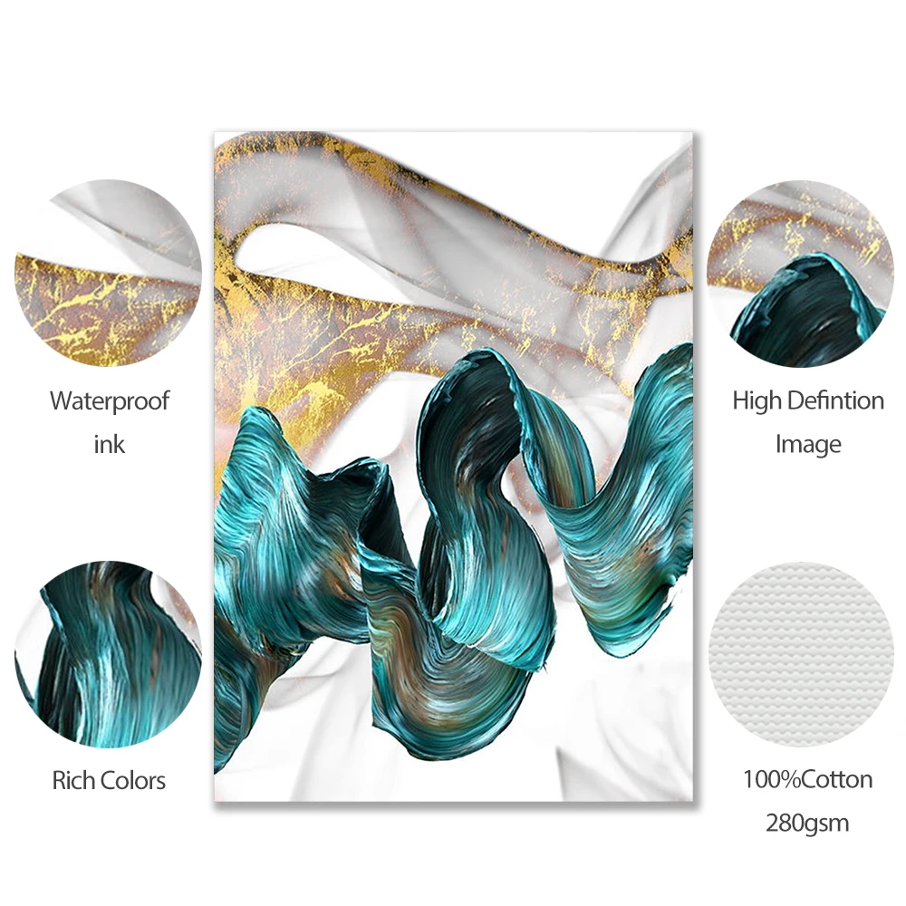 

Blue Golden Marble Modern Abstract Pattern Canvas Painting Poster And Print Unique Decor Wall Art Picture For Livingroom Bedroom