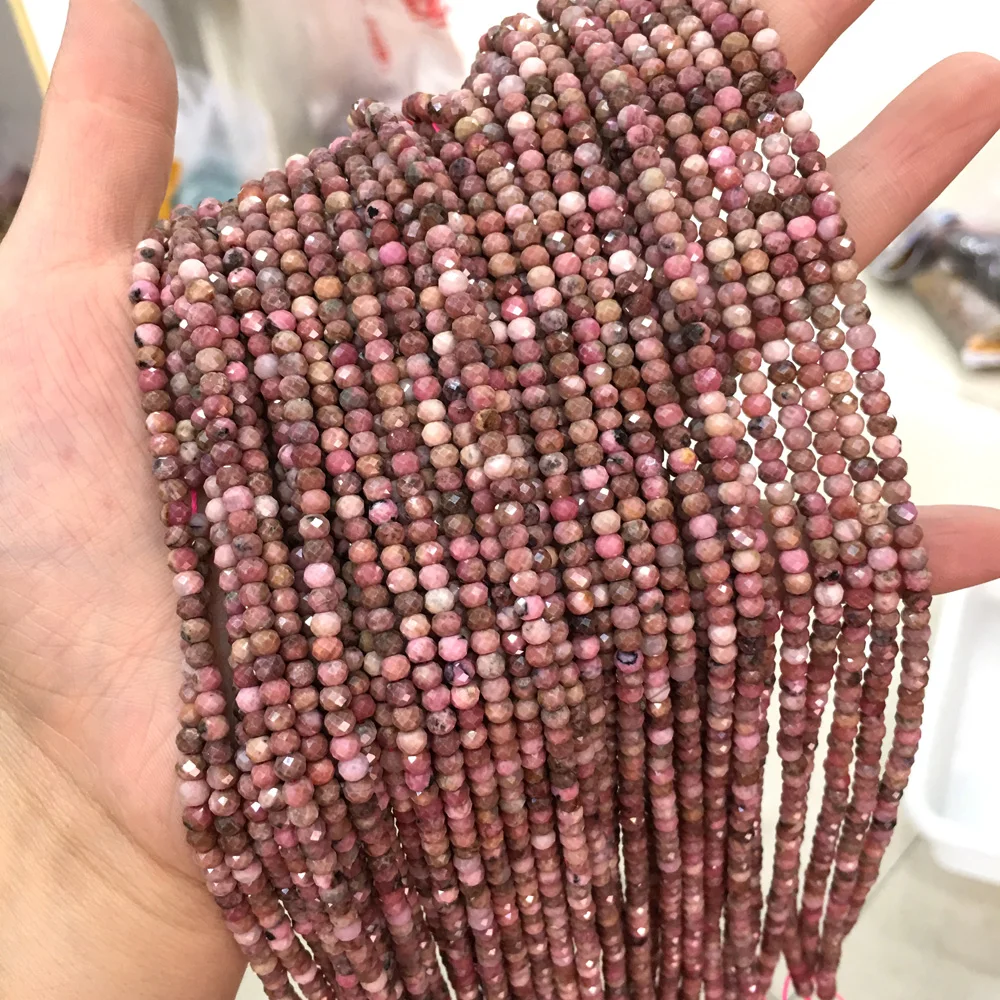 

Natural Stone Rhodochrosite Beads 3x4mm Small Faceted Agates Loose Beaded for Jewelry Making Necklace DIY Bracelet Accessories