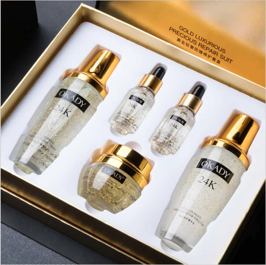 

OKADY Gold Light Luxury Facial Skin Care Sets Moisturizing Skin Whitener Beauty Box kit Skincare Cosmetics Beauty Products