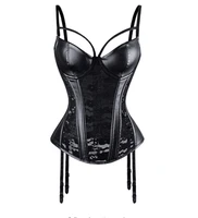 sexy corset lingeries pu leather korse suspender gorset padded cup korsett plus size lace bustier night club wear corselet sexi