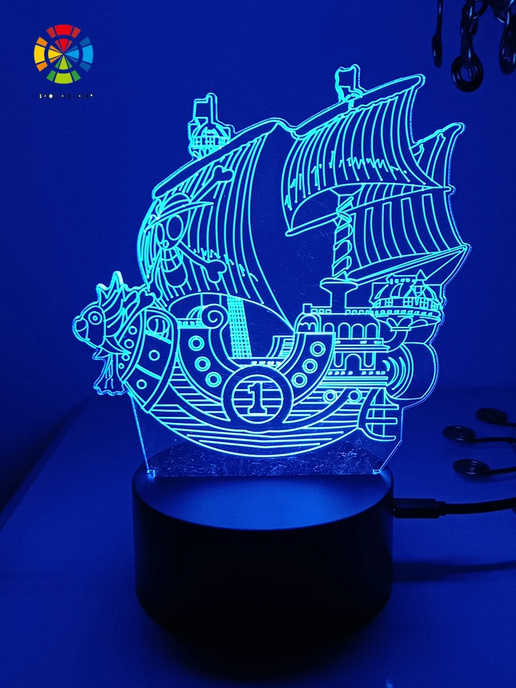 One piece Pirate Ship 3d led lamp for bedroom manga night lights anime figure room decor lampara de noche dormitorio luces | Лампы и