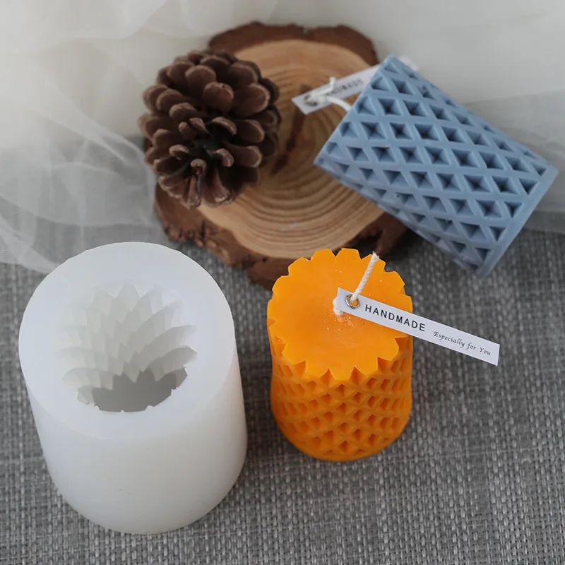 

Korean Style Mesh Cylindrical Candle Holders Mold DIY Aromatherapy Resin Mold Silicone Crafts Art Supplies Mould Form for Candle
