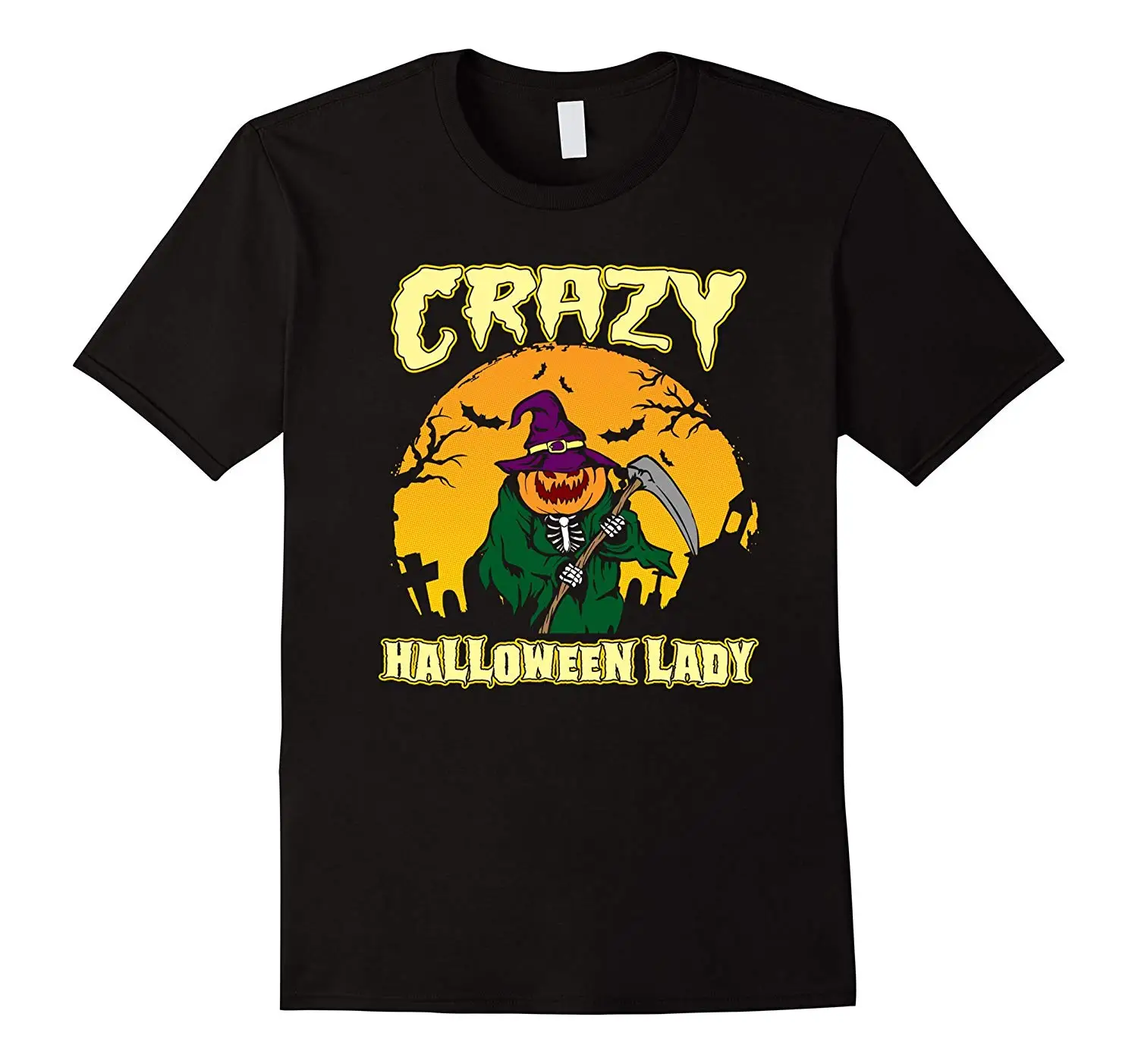 

Crazy Halloween Lady T-Shirt Funny Halloween Summer Cotton Short Sleeve O-Neck Unisex T Shirt New S-3XL