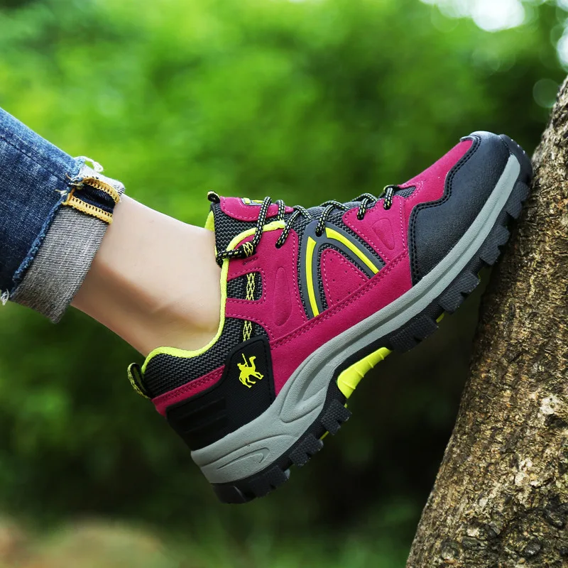 CAMEL JINGE 2021 New Professional Red Women Hiking Shoes Sneakers Unisex Outdoor Shoes Sports Non-slip Rubber Trekking Shoes Men