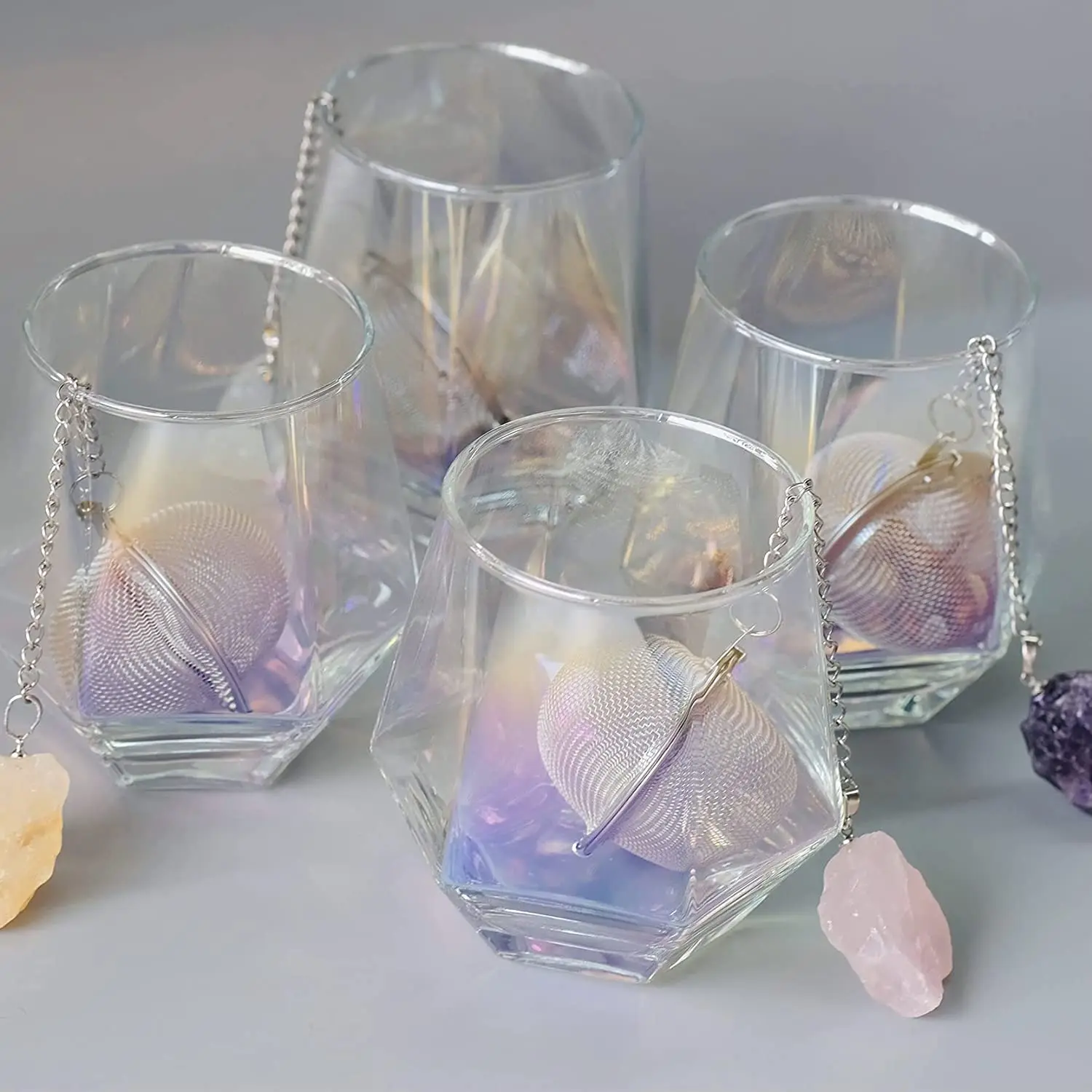 1 шт. натуральный хрустальный шероховатый камень из нержавеющей стали 304 золотой