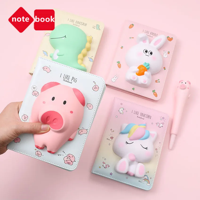 Squishy Kawaii Notebook With Gel Pen Cartoon Creative Office Stationery Soft Toys Cute Stress Relief Toy Student School Supplies