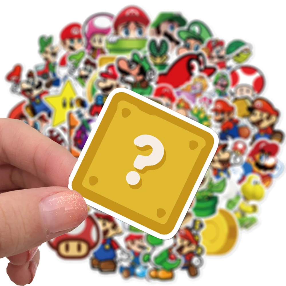 Pegatinas de Super Mario para bicicleta, adhesivos de dibujos animados cl&aacute;sicos para equipaje de viaje, tel&eacute;fono, guitarra y port&aacute;til, 50 Uds.-3