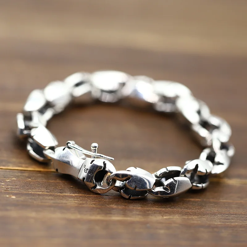 925 пробы серебро браслет прилив панк личность пламени Феникс Гладкий Простой