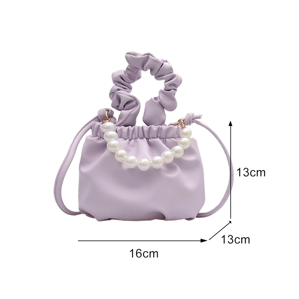

Pearl PU Leather Crossbody Bags Classic Texture Delicate Creative Design Chic Women Pleated Handbag Small Ladies Sling Totes