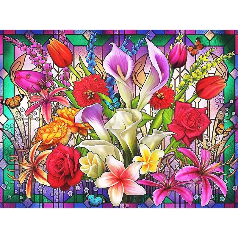 

Diamond Painting Flower Lily, 5D DIY Full Square Diamond Embroidery Kit, Round Rhinestone Cross Stitch, Art Home Decoration
