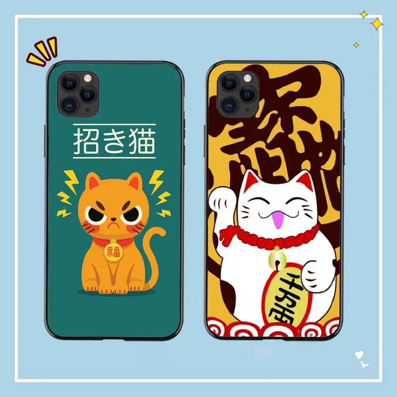 

Cute Japanese Cartoon Lucky Cat Phone Case for iphone 13 8 7 6 6S Plus X 5S SE 2020 XR 11 12 mini pro XS MAX