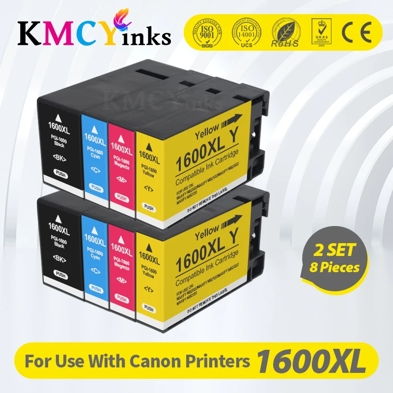 

KMCYinks Compatible ink Cartridge PGI-1600 BK C M Y PGI1600 PGI-1600XL For Canon MAXIFY MB2060 MB2360 MB2760 MB2160 printer