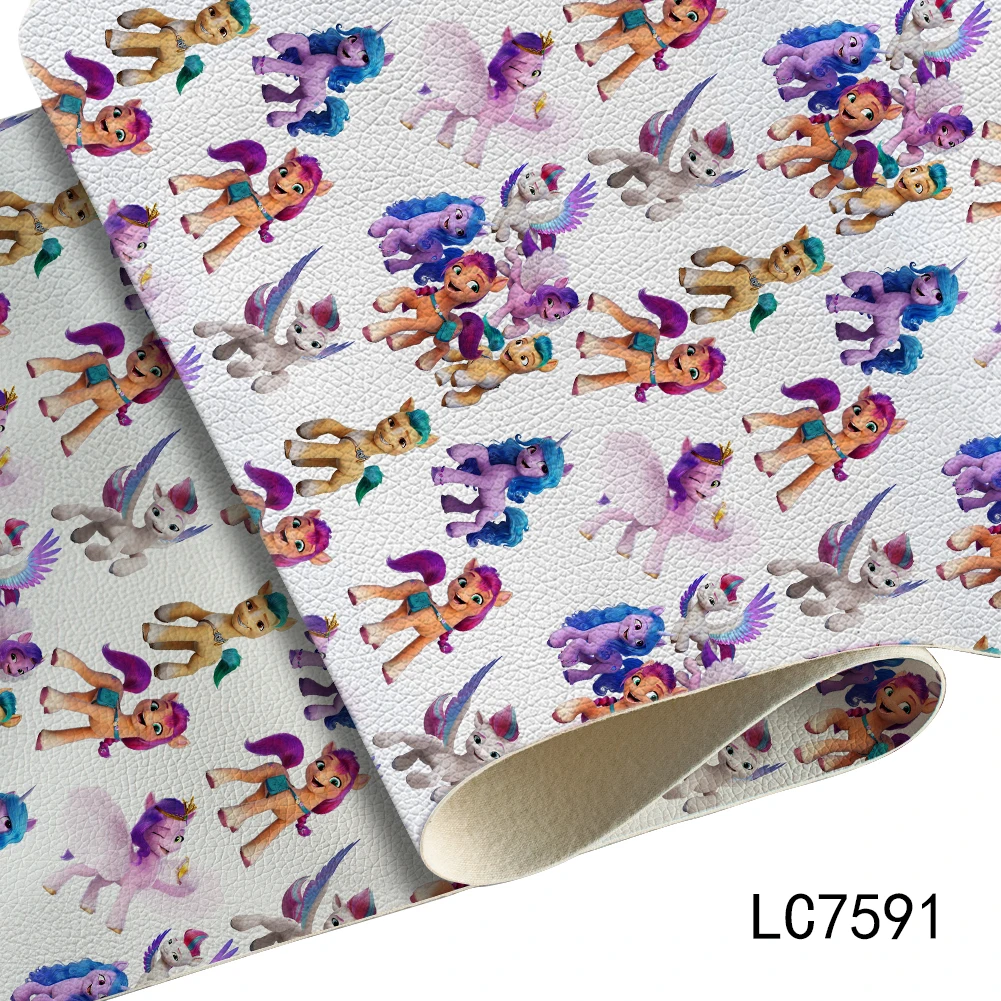 

Animal Ponies Multicolor Pegasus Filly Unicorn Painted Lychee Pattern Synthetic Leather A4 22*30CM Sewing Bag Decoration
