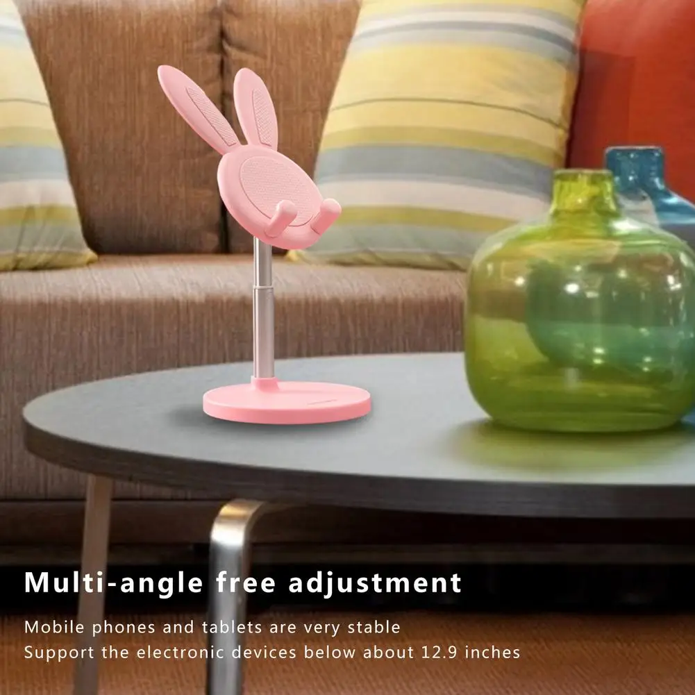 

2021 Cute Bunny Phone Holder Desktop Cell Phone Stand Height Angle Adjustable For iPhone 11 12 iPad Lovely Rabbit Tablet Support