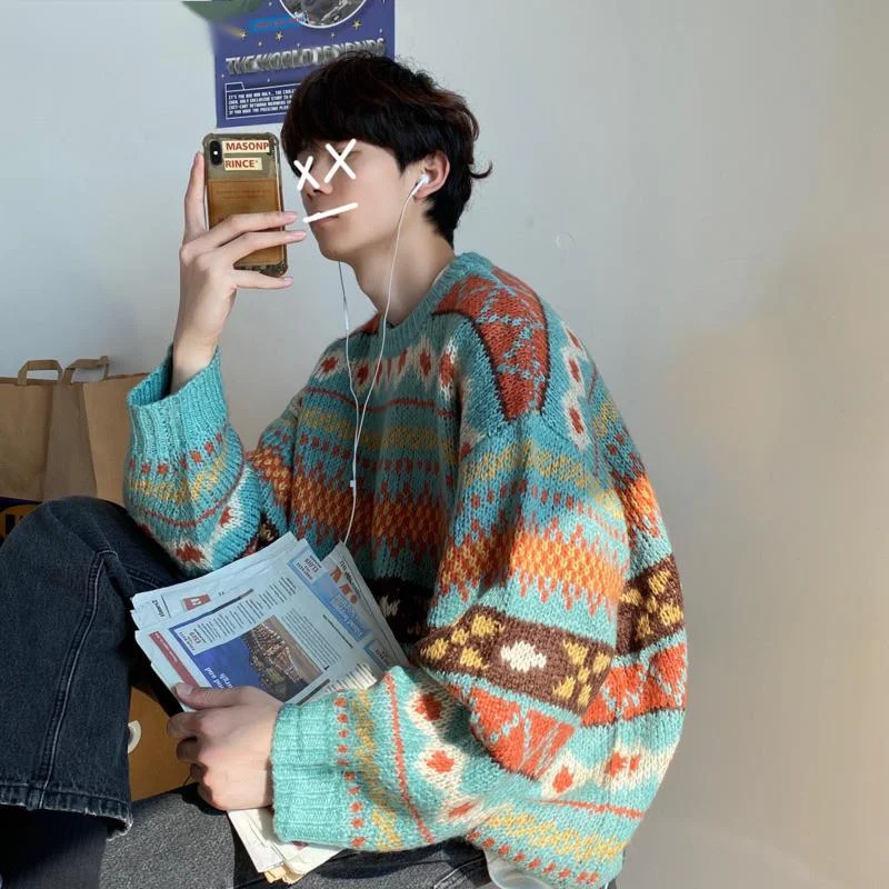

Толстый теплый мужской свитер, Корейская уличная одежда, с принтом в стиле Харадзюку, новая зимняя серия 2020
