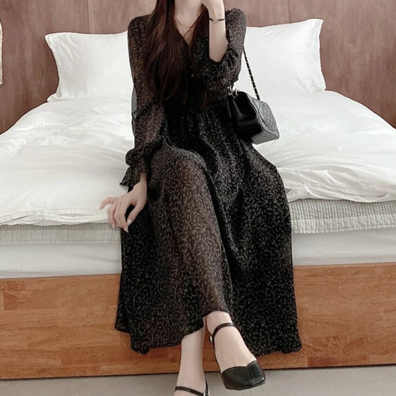 2021 Весенняя мода на каждый день Ретро стиль женское платье элегантное с v