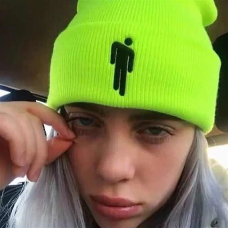 Горячая новинка Billie Eilish Кепка хлопковые повседневные шапочки для мужчин и женщин вязаная зимняя весенняя шапка твердая хип-хоп Skullies шляпа Кепка в стиле унисекс