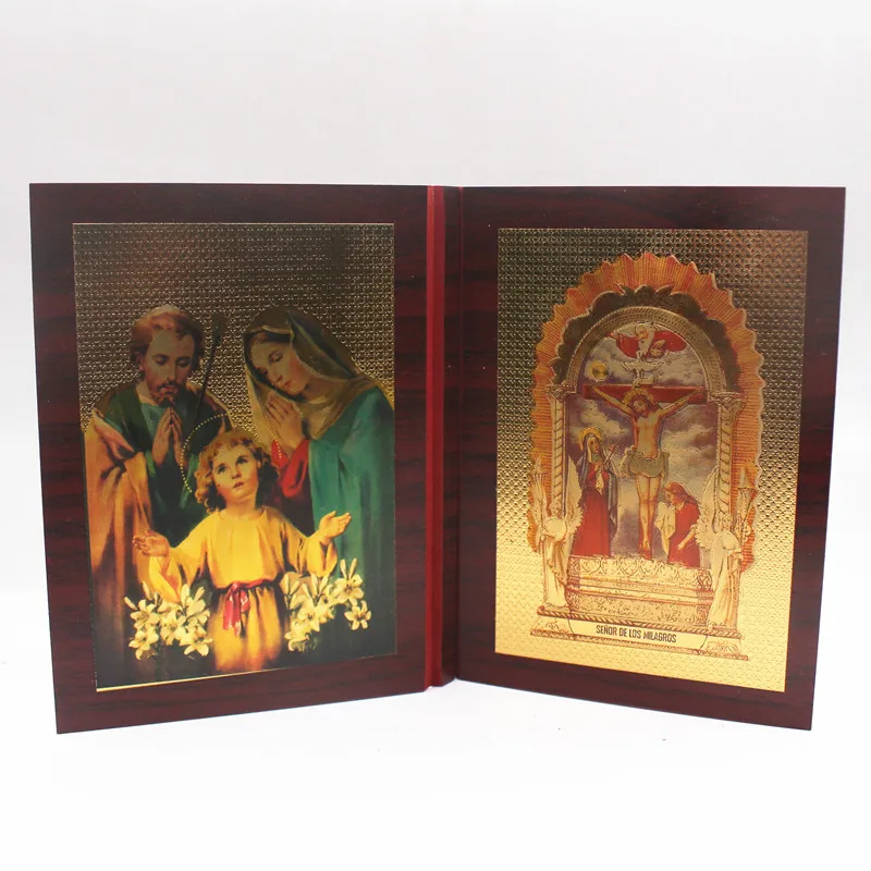 Иконка Иисуса деревянная поделка фигурки Девы Марии религиозный подарок книга