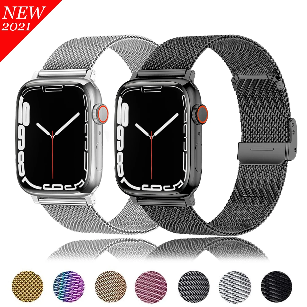 

Milanese Loop band for Apple Watch strap Series 7/SE/6/5/4/3/2 42mm 44mm 38mm 40mm Stainless Steel bracelet watchband iwatch 7