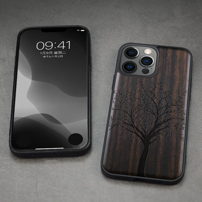 for iphone 13 pro max wood cases iphone 13 mini pro wooden tpu covers slim shell handmade engraving accessory phone hull free global shipping