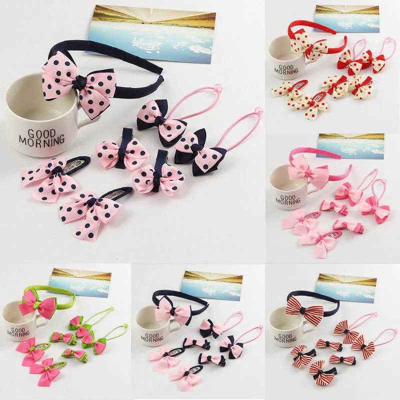 

7PCS Headbands Fashion kids girl lovely print Headwear Baby Toddler Bowknot princess Barrette Hairpins hair accessories