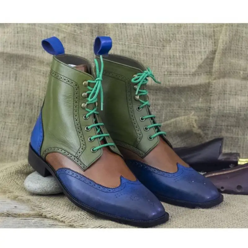 

Мужские ботинки ручной работы из искусственной кожи на шнуровке, Классические ботильоны, мужские ботинки, повседневные модные зимние боевы...