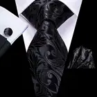 Привет галстук черный Цветочный Шелковый Свадебный галстук для мужчин Handky Cufflink подарок галстук для мужчин модный дизайн бизнес вечерние Прямая поставка
