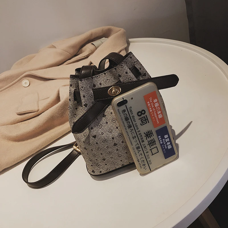 

Ladies High Quality PU Leather Bucket Bag Messenger Handbag Tote Fashion New Crossbody Bags Small Vintage Handbag Clutch PU Bag