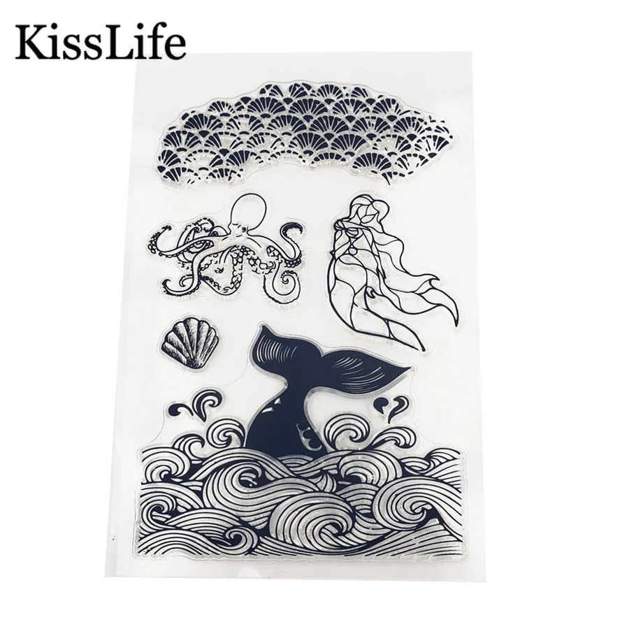 1 Sheet Beautiful Fish Tail Octopus Angel Clear Rubber Stamps for Scrapbooking Card Making Christmas Album Decors | Дом и сад