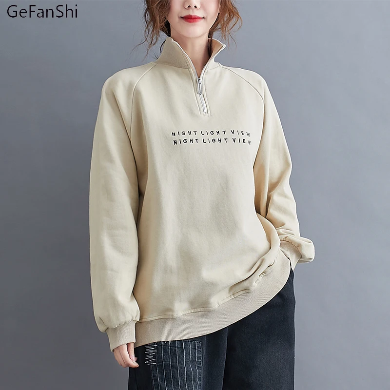 

New Autumn Winter Women Turtleneck Thick Pullovers Solid Zipper Sweatershirt Coat Fashion Casual Loose Elegant Ladies Outwear
