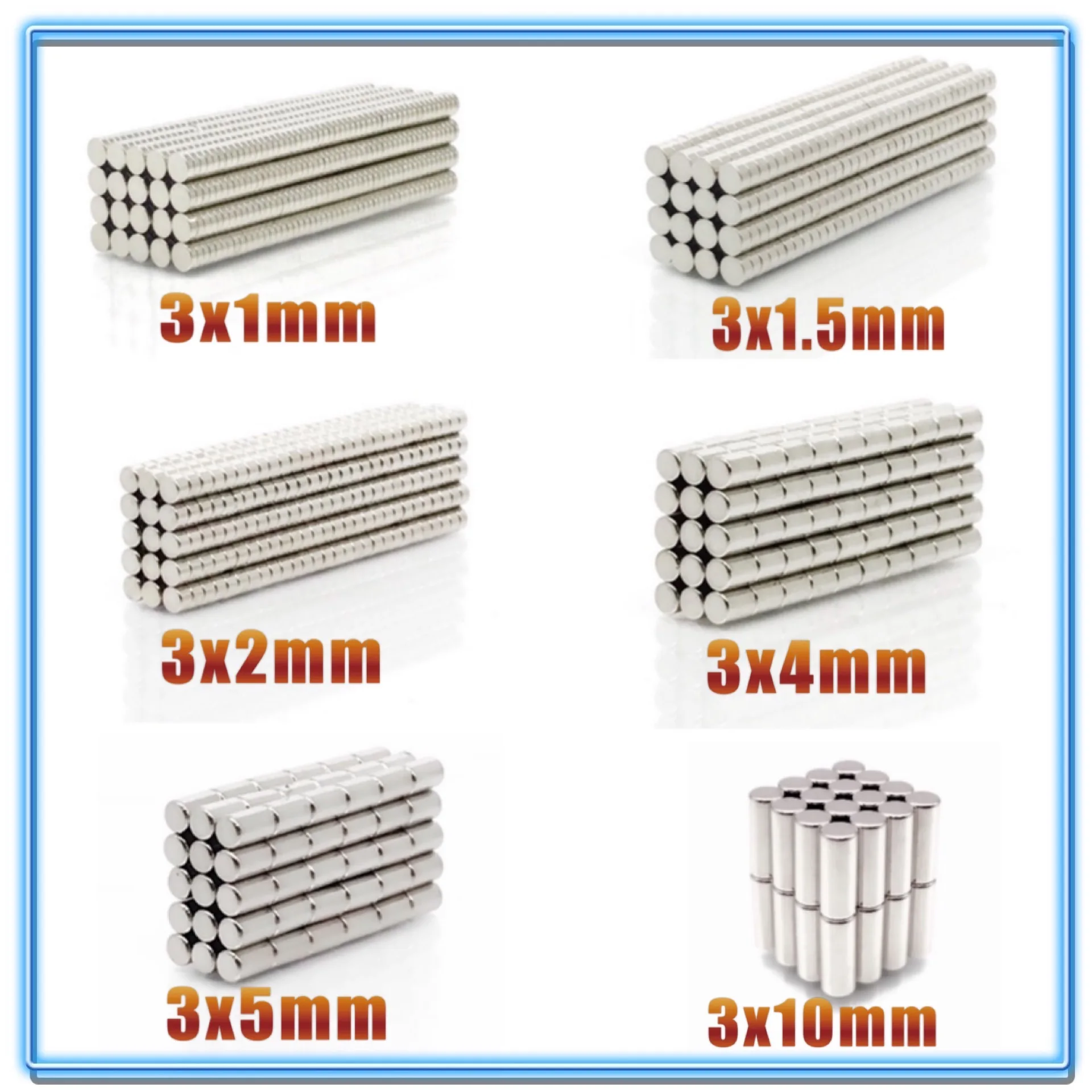 

100~500Pcs N35 Round Magnet 3x1 3x1.5 3x2 3x4 3x5 3x10 Neodymium Magnet Permanent NdFeB Super Strong Powerful Magnets 3*1 3*2