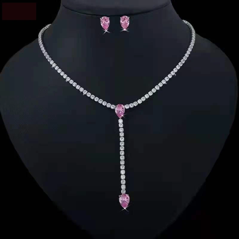 

Funmode Clear CZ Bridal Necklace Earring Full Jewelry Set For Women Wedding Party Muslim Woman set Set Wholesale FS219