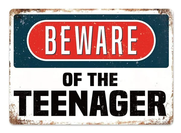 

Beware Of The Teenager Retro tin sign nostalgic ornament metal poster garage art deco bar cafe shop