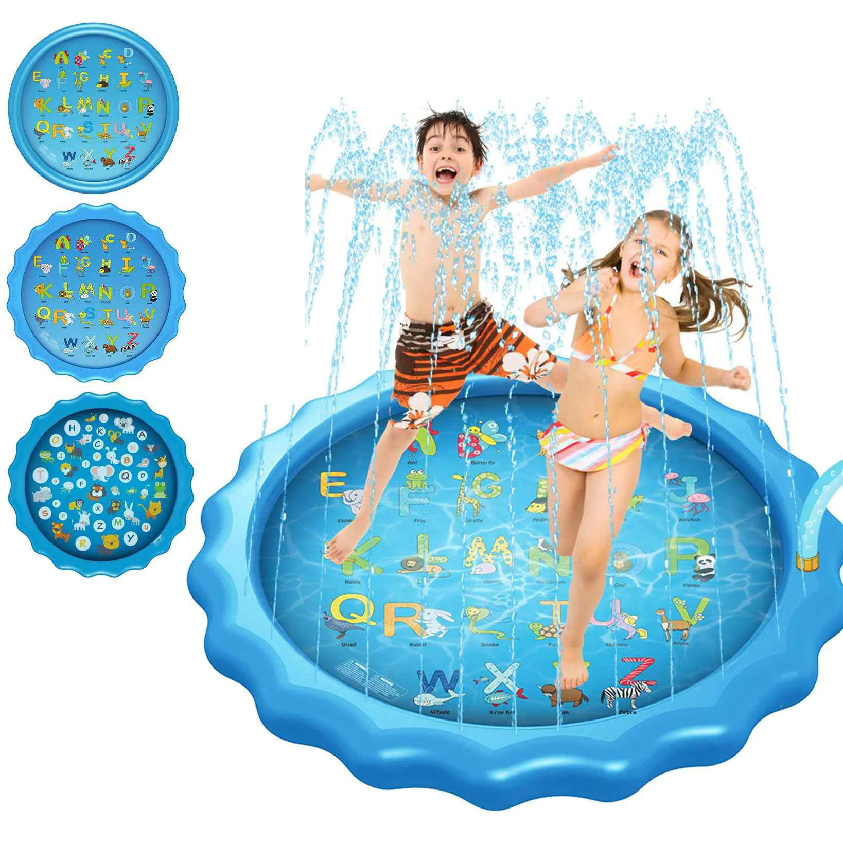 

170CM Inflatable Swimming Pool Summer Splash Sprinkler Sprinkler Play Mat Outdoor Water Play Mat Toy for Kids Children Toddlers