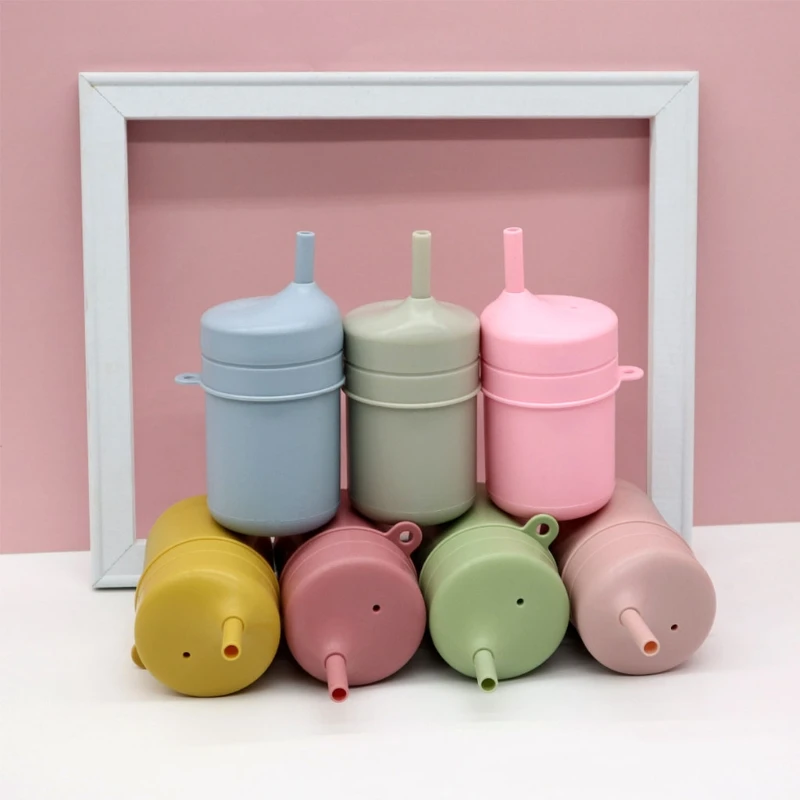 

Детская Бутылочка из соломы для кормления малышей, обучающая Питьевая силиконовая чашка, портативная посуда для напитков