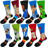 a pair of autumn and winter mens stockings creative characters street wind red blue green black warm and comfortable socks