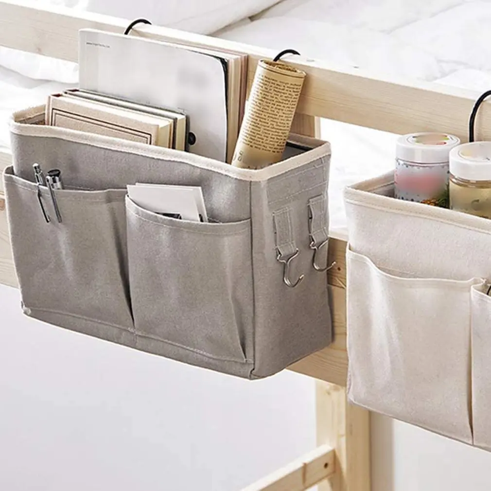 

Up and down cloth storage bag With Metal Hooks Bedroom bedside storage artifact Crib bedroom Storage bag storage basket