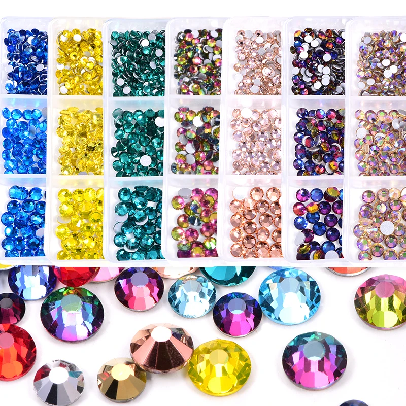 1200 шт./кор. 35 Цвета разных размеров с плоской задней Cтразы нейл арта украшением в