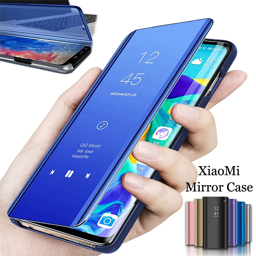 Роскошный кожаный чехол книжка с зеркальным покрытием для Xiaomi Redmi Note 6 7 8 Pro S2 Y2 K20 5A