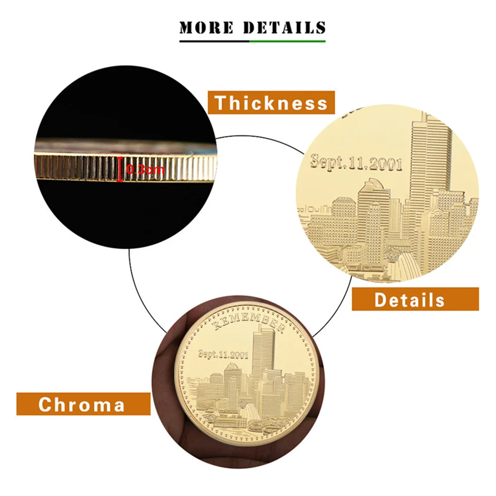 WR США 11 сентября позолоченная памятная монета Орел вызов металлическая для
