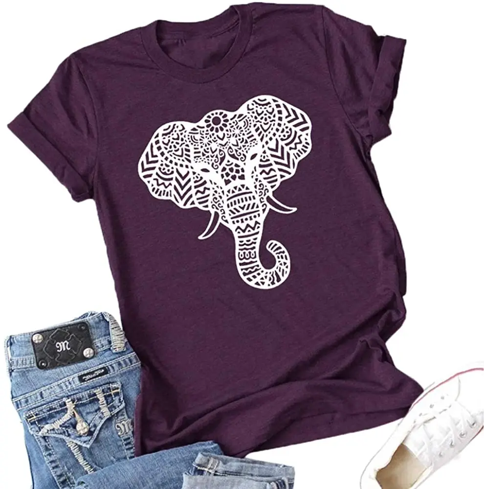 

2021 TShirt Women Kawaii Shirt Unisex Vdnerjg Women's Cute Elephant Graphic T Shirts Summer Short Sleeve Casual Cotton Tees Tops