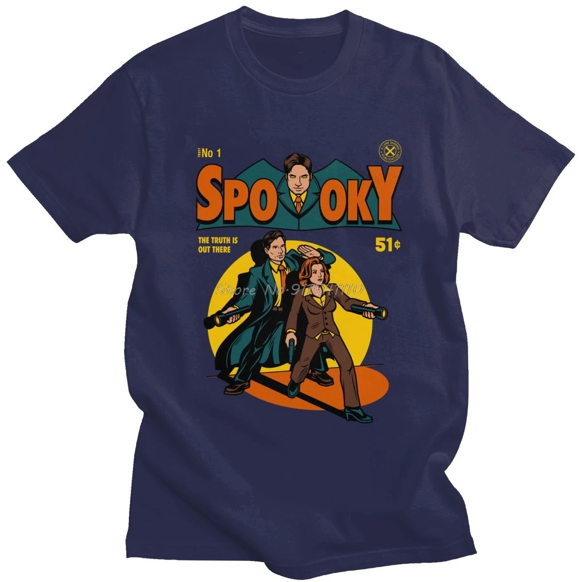 Мужская хлопковая футболка с коротким рукавом The X File рисунком комиксов из