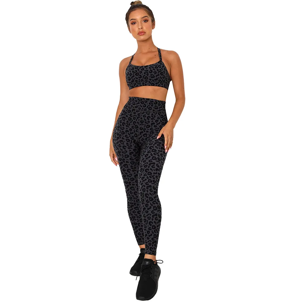 

Sports Sets Workout Yoga Fitness New Yoga Suit Tight Running Fitness Exercise Leopard Print Women's Fitness Suit Free Shipping