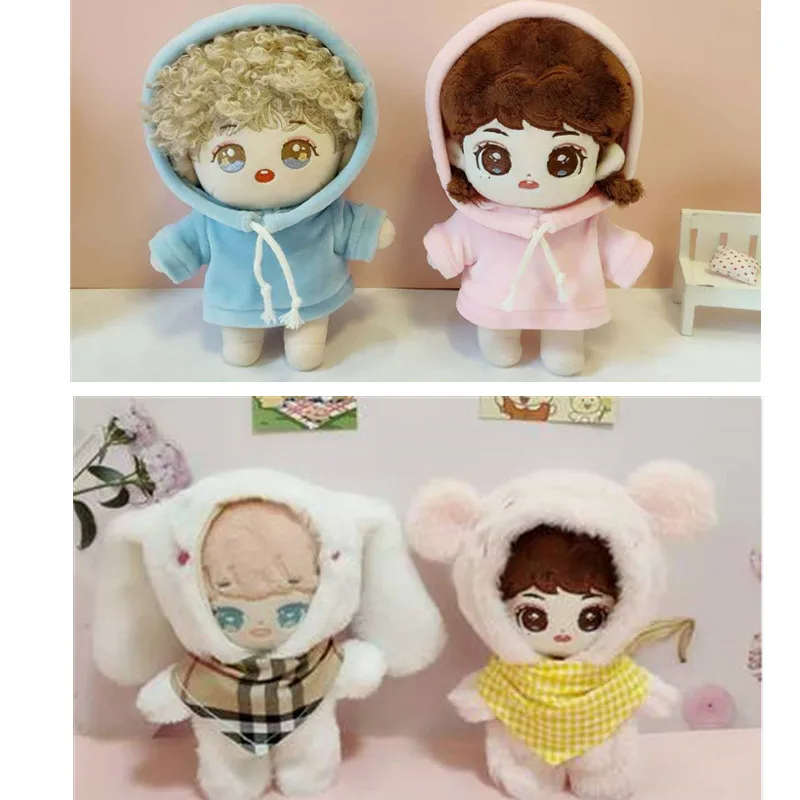 

20cm Doll Bunny Outfit Blue Pink Yellow Color 20cm Plush Doll Clothes Kawaii Sweater Shirt Overalls 20cm Doll Accessories
