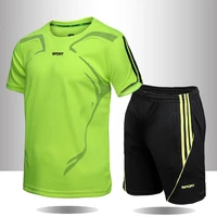 casual male tracksuit clothing summer men set fitness suit sporting suits short sleeve t shirt shorts quick drying 2 piece set