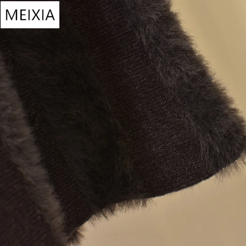 

Women's Skirt Fake Fur Striped Autumn Winter Thick A-line Irregular Long Knit Skirts Woman Faldas Female High Quality