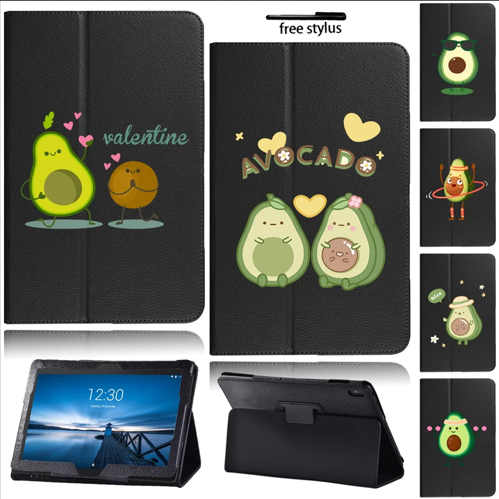 

Tablet Case for Lenovo Tab E10 10.1" TB-X104F TB-X104L Avocado Series Pattern Pu Leather Back Support Anti-fall Cover + Pen